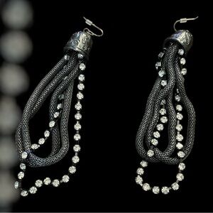 Elegant Silver and Black Dangle Earrings